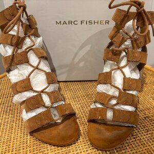Marc Fisher Patsey Brown Suede Lace Front Sandal
